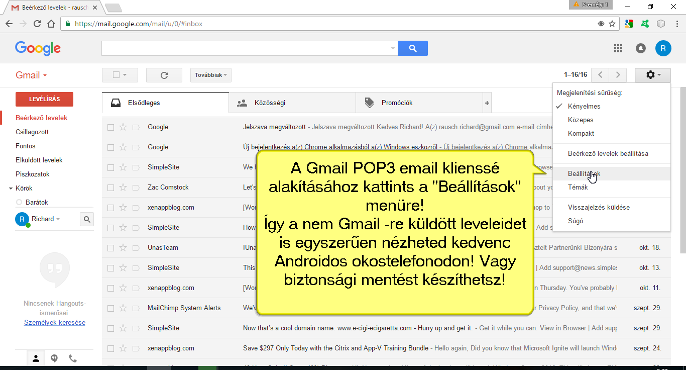 Gmail pop3 kliens