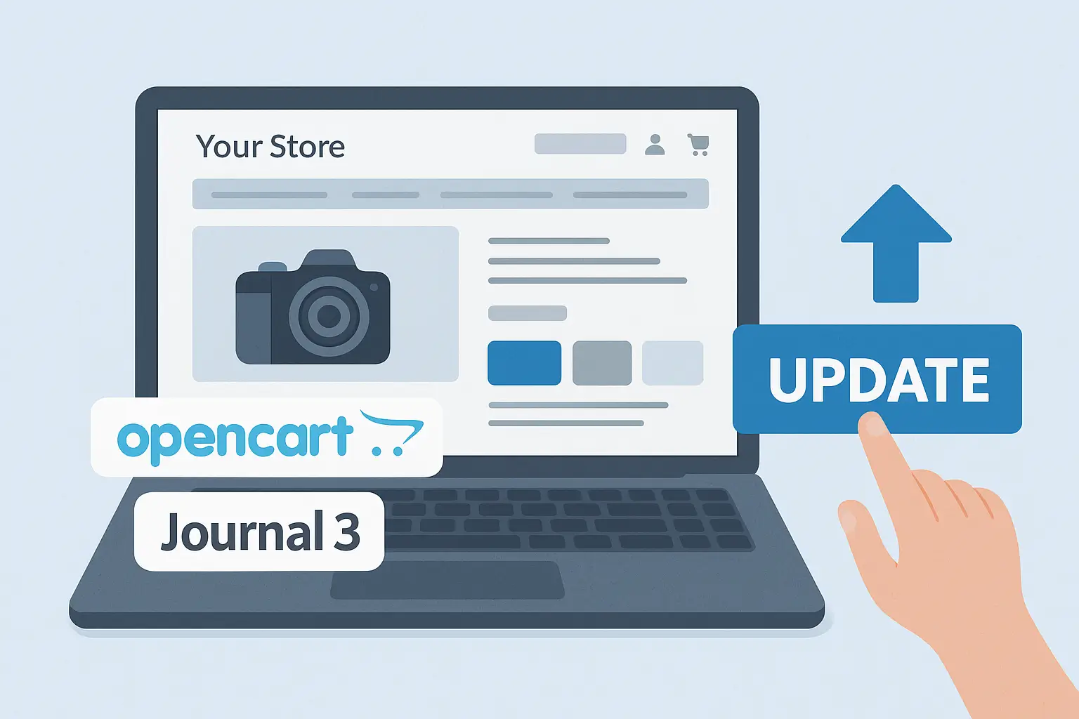 OpenCart sablon frissítés Journal 3 példával